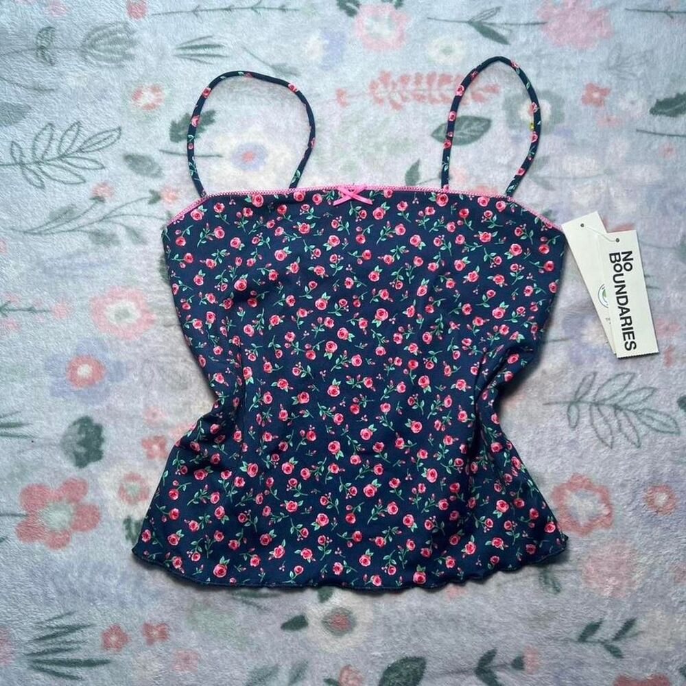 Floral Rose Cami Tank Top XS Dollette - Y2K Coquette Cottage Preppy 2000s Retro